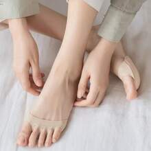 10pcs Invisible Comfortable Socks With Breathable Soft Forefoot Pads, Non-Slip Midfoot Arch Support, Toe Separator Forefoot Pads For Women's High Heels And Shoes - Beige - View 4