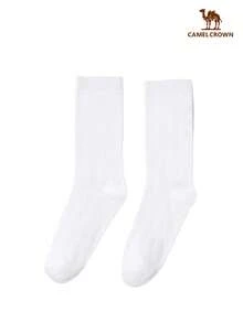 CAMEL CROWN Mid-Calf Socks, Thin Breathable Antibacterial Sweat-Absorbing Odor-Resistant Sports Socks, Suitable For Running, Black And White Color, Unisex, Spring/Summer/Autumn - White - View 4