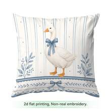 4pcs/1pc French Blue & White Goose Pattern Pillow Covers Without Inserts, Single-Sided Printed Cushion Cases, Suitable For Living Room Bedroom Home Decor, All Season Use - Multicolor - View 11