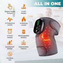 Hailicare Heated Knee Support Band With Smart LED Controller, Electric Knee Heating Pad, Adjustable Warm Knee Support Strap, Unisex, Suitable For Home, Office And Daily Comfort - Grey - View 3