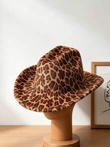 1PC Unisex Fashion Vintage Leopard Print Hat, Autumn Bohemian Cowboy Hat, Suitable For Travel, Vacation, Daily Outings And Other Occasions - Top Hat - View 7