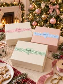 4 Pcs Thank You Bakery Sealing Stickers, Cute Gingham Dessert Box Labels, Cake Packaging Closure Seals For Cookies, Pastries, Cafe Takeaway, Party Gift Packaging - Multicolor - View 4