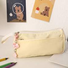 1PC Large Capacity Ins Style Pencil Case, High Aesthetic Minimalist Pencil Box, Portable Solid Color Stationery Bag - Multicolor - View 13