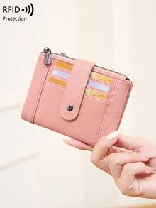 CHARM INFINITE 新款 RFID 防盜女款短夾,柔軟皮革雙拉鍊扣零錢包,附後口袋,多功能多卡槽萬用小錢包,可收納信用卡、鈔票、硬幣、照片、手機卡等,卡夾女用錢包,度假旅行與通勤必備一體式包款 - 彩色 - 查看 17