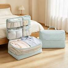 Solid Color Travel Storage Bag Large Capacity Multi-Compartment Daily Home Clothing Organizer Bag Divided Sections Organized Storage Socks Underwear Travel Compression Bag 5-In-1 Travel Storage Bag Portable Down Jacket Storage Bag Compressed Clothing Packing Organizer Bag - Multicolor - View 2