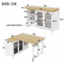 Extendable And Foldable Dining Table With Storage, Modern And Mobile Dining Table, Folding Dining Table, Dining Table With Ample Storage Space, Glass Door Panel, 360° Rotation, Natural + White - White - View 4