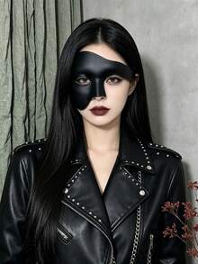 1pc Unisex Gothic Style Half Face Mask, Masquerade Party Costume Prop, Venetian Style Halloween Mask, Groom Groomsman Wedding Facial Decoration, Suitable For Daily Parties And Festivals Wear - A - View 10