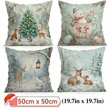 4pcs/1pc Icy Forest Animal Christmas Pattern Pillowcase Without Insert, Single Sided Printed Pillowcase, Suitable For Living Room Bedroom Home Decor, All Season Pillowcase - Multicolor - View 17