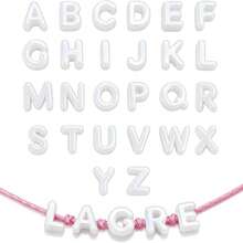A-Z Large Hole Thick Bubble Letter Beads, Shell Color Large Letter Beads, 6mm Horizontal Hole, Lightweight Premium Acrylic, Suitable For Paracord Keychains, Bag Charms (Random Rainbow Color) - Multicolor - View 7