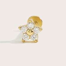 1pc Fashion Casual Diamond Flower Stainless Steel Stud Earrings Suitable For Women's Daily Wear - Flower - View 7