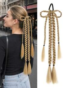 18inch Bow-Tie Braided Ponytail Elastic Hair Tie - A Cute And Elegant Hair Accessory Suitable For Ladies' Music Festivals, Parties, And Everyday Looks - Multicolor - View 10