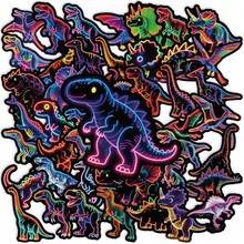 50pcs Cool Cat Neon Stickers DIY Cute Animal Cat Non-Repeating Waterproof Decorative Decals - Multicolor - View 12