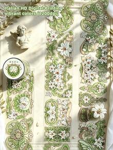 DANKUN 1Roll 78.74 Inches Gilded Flower Clear PET Sticker Roll, Creative Aesthetic Scrapbooking Sticker Decor, Masking Washi Tape For Junk Journal Supplies, DIY Crafting Material, Wedding, Holiday Gift, Personalized Sticker Album, Crafting Supplies, Tape - Scrapbook Stickers - View 4