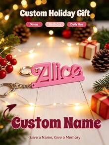 Customized Personalized Acrylic Keychain, Engravable Name, Bow Letter Keychain, Perfect Gift, Souvenir And Christmas Present For Friends - Multicolor - View 1