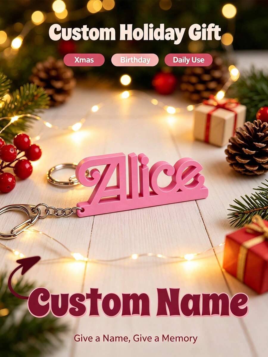 Customized Personalized Acrylic Keychain, Engravable Name, Bow Letter Keychain, Perfect Gift, Souvenir And Christmas Present For Friends - Multicolor - View 1