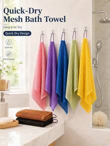 1pc Exfoliating Bath Towel, Long Mesh Back Scrubber With Handle, Elastic Body Scrubbing Towel, Quick-Dry Bath Cloth, Deep Cleaning Mesh Bath Cloth, Suitable For Back, Body, Shower, Spa, Home, Gym, Travel, Mother's Day, Father's Day Gift - Multicolor - View 10