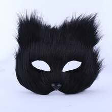 1pc Halloween Funny Plush Hard Fox Mask, Black And White Color Matching, Unisex, Suitable For Festival Party, Stage Performance, Cosplay - Black and White - View 8