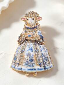1pc Sheep Brooch, Enamel And Rhinestone Inlaid, Vintage Court Style, Cute Aesthetic, Suitable For Coat/Suit Decoration, Holiday Party Outfit Matching - Multicolor - View 8