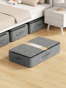 1pc Extra Large Capacity Underbed Storage Bag: Grey Fabric Design, Drawer-Style Storage Bag, Seasonal Clothing Storage Bag, Easy To Store Bedding And Clothes, Space-Saving, Essential Home Accessory - Grey - View 15