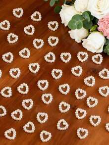 100pcsPearl Heart Table Scatter Decorations, Plastic Faux Pearl Wedding Table Decor, DIY Handmade Nail Art Decorations, For Wedding Party Cake, Size: 0.47 Inch - Multicolor - View 5