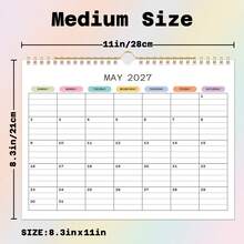 2027 Wall Calendar, 12-Month Large Grid Calendar, Spacious Writing And Memo Space, Colorful Weekday Label Design, Home Office Schedule Planning - Colorful Plaid - View 2
