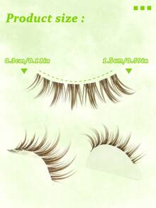 7 Pairs Brown False Eyelashes, Segmented Cat Eye Tail Extension Lashes, Natural Invisible Transparent Stem Cartoon Short Wet Look Lashes - Brown - View 6