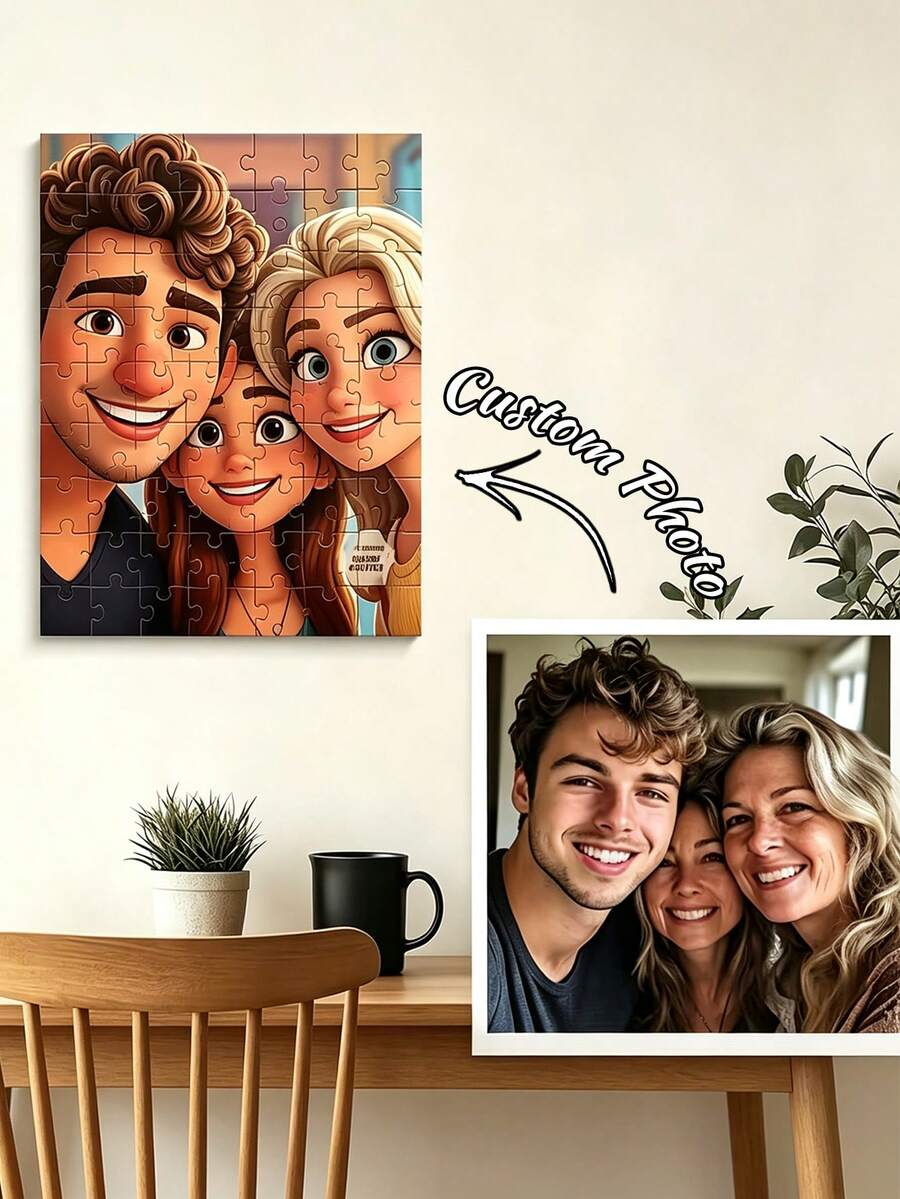 Personalized Portrait Custom Cartoon Character, Animated Style, Personalized Custom Jigsaw Puzzle, Family Portrait Photo, Group Photo With Friends, Couple Photo, A Great Home Decor Item. Upload A Photo To Get An Animated-Style Effect Image.
