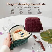 Velvet Travel Jewelry Bag - Portable Zipper Dust-Proof Storage Pouch - Suitable For Rings, Earrings And Bracelets - Soft And Organized Storage Bag - Multicolor - View 8