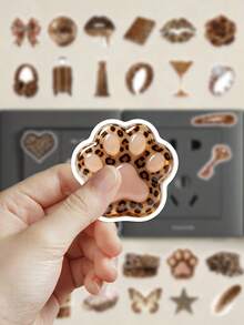 50 pcs Stiker Motif Macan Tutul Cokelat Y2K untuk Dekorasi Planner, Buku Harian, Scrapbook, Buku Catatan, Koper, Gitar, Skateboard, Manual, Laptop, Botol Minum, Ponsel - MultiWarna - View 7