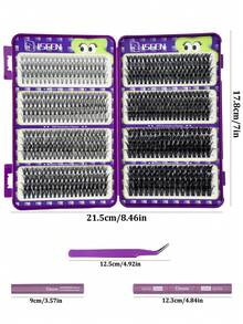 ISEEN 616pcs D Curl Mixed 8 Styles False Eyelashes Set, DIY Eyelash Extension Tool Kit, Soft & Comfortable, Includes Adhesive, Sealing Glue, Remover And Tweezers, Fine Soft Daily Cluster Lashes, Suitable For Convenient Quick DIY Eyelash Makeup At Home, For Personal Use - Multicolor - View 8