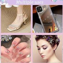 2pcs Shiny Synthetic Crystal Rhinestone Stickers, Suitable For Car/Phone/PC Decorative Stickers Accessories, Decorative Stickers - A - View 6