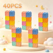 Soft Rubber Embossed Building Blocks, Flexible Touch, Printed With Letters And Fruit & Vegetable Patterns, Rich Colors. Home Stacking And Assembly, Cognitive Shapes And Numbers, Suitable For Halloween, Christmas, Thanksgiving And Back To School Gifts - Multicolor - View 8