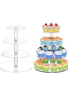 3-6 Tier Acrylic Round Cupcake Stand Transparent Cupcake Display Rack Dessert Pastry Display Stand Suitable For...Party, Wedding, Birthday Banquet - Clear - View 14