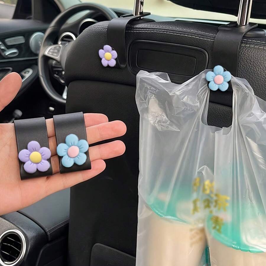 2pcs Car Seat Back Hooks, Cute Cartoon Car Storage Seat Back Hooks - A - View 1
