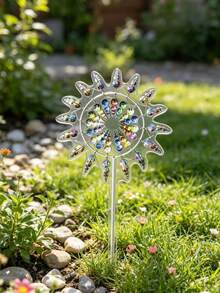 Multi-Color Acrylic Outdoor Decorative 2D Windmill Garden Stake, Creative Yard Decor, Non-Electric, Housewarming Gift - A - View 7