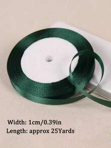 25 Yards (Approximately 23 Meters) Of 1-4 Cm Forest Green Satin Ribbon, Single-Sided Polyester Process Ribbon, Suitable For Handmade Roses, Gift Wrapping, Bouquets, Weddings, And Christmas Party Decorations - Multicolor - View 7