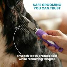 Pet Detangling Comb, Rounded Stainless Steel Teeth Pet Grooming Brush, Non-Slip Handle Dog Hair Detangling Tool, No-Scratch Comb, Used To Remove Tangles, Knots And Loose Hair, Suitable For Long And Short Haired Pets - View 9