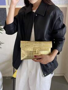 High-End Fashion Versatile Elegant Portable Premium Quality Minimalist Retro Large Capacity Clutch Bag Chic High-Quality Bestselling Women's Handbag Retro Crocodile Embossed - Multicolor - View 8