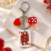 1pc/3pcs Unisex Realistic Poker Pendant, Poker Element Multi-Sided Dice Accessory Keychain, Creative Hip-Hop Bag Charm - Multicolor - View 5