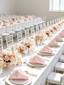 1/6/12/24/48pcs Satin Napkins 10 Colors Available, Silky Shiny Table Napkins, Durable Fabric Dinner Napkins For Wedding Banquet Party Hotel Table Decor, Foldable Cloth Napkins For Table Setting - Pink - View 9
