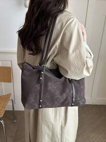 Premium Suede Pillow Bag For Women 2026 New Matte Patchwork Underarm Bag Large Capacity Shoulder Crossbody Bag - Coffee - View 5