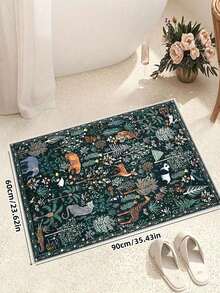 1pc Animal Pattern Rug, Bohemian Style Machine Washable Living Room Carpet, Vintage Soft Dining Room Rug, Non-Slip Durable Large Floor Mat, Suitable For Office, Bedroom, Living Room, Entryway Welcome Mat - Navy Blue - View 4