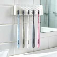 1pc Drill-Free Dustproof Toothbrush Holder, Bathroom Electric Toothbrush Box, Toothpaste Storage Box, 5-Compartment Self-Adhesive Toothbrush Organizer, Bathroom Accessories - Multicolor - View 7