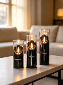12.5cm, 15cm, 17.5cm 3pcs/Set Hot-Selling LED Electronic Candle Lights New Church Prayer Lights Cross Decor Night Lights Suitable For Multiple Scene Arrangements - Ambient Light - View 7