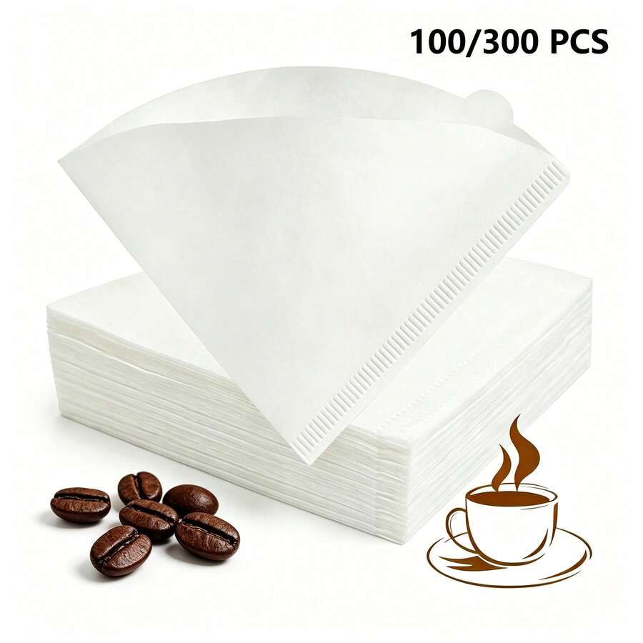 50/100pcs Coffee Filter Paper, Cone-Shaped Filter Paper, Easy To Use, Upgraded Design, V02 Size, Suitable For Pour-Over Coffee And Drip Coffee Maker, V-Shaped Pour-Over Coffee Filter Paper, Filter Cup, Suitable For Pour-Over Coffee, Suitable For Pour-Over Coffee Filter Cup (White), Back To School Essential Stationery