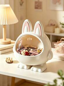 1pc Fashion Rabbit Shaped Plastic Jewelry Box With Transparent Window And Lid, Large Capacity Storage For Hair Ties And Headbands, Home Decor Accessories, Vanity Bedroom Daily Use, Holiday Gift - Multicolor - View 10