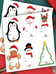 60/120/180pcs Christmas Gift Tag Stickers, 6 Assorted Merry Christmas To From Labels, Self-Adhesive Holiday Gift Wrapping Stickers For Presents, Gift Boxes, Bags, And Packages - A - View 1