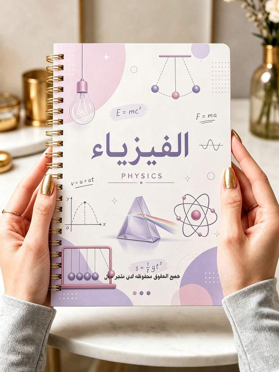1pc A5 Arabic Math Spiral Notebook, 60 Pages 100g Thick Paper, Gold Coil Binding Stationery Doodle Spiral Journal, Islamic Arch Blackboard Pencil Print Student Practice Notebook, Suitable For Arabic Classroom Notes, Homework And Learning - Multicolor - View 1