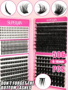 Buku Ekstensi Bulu Mata DIY Campuran 506 PCS, Kluster Bulu Mata Individu dengan Bulu Mata Atas, Bulu Mata Wispy Spike & Bulu Mata Bawah, Ekstensi Bulu Mata Lembut Empuk Dapat Digunakan Kembali, Panjang Campuran, Ramah Pemula untuk Halloween, Pesta Kostum, Perjalanan & Riasan Glamour - D - View 5