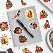 50 buah Stiker Punch Monkey untuk Skateboard, Casing Ponsel, Laptop, Kulkas, Koper, Pintu Kamar Tidur, Tablet, Buku Harian, Stiker Hadiah Belajar - Hitam - View 8
